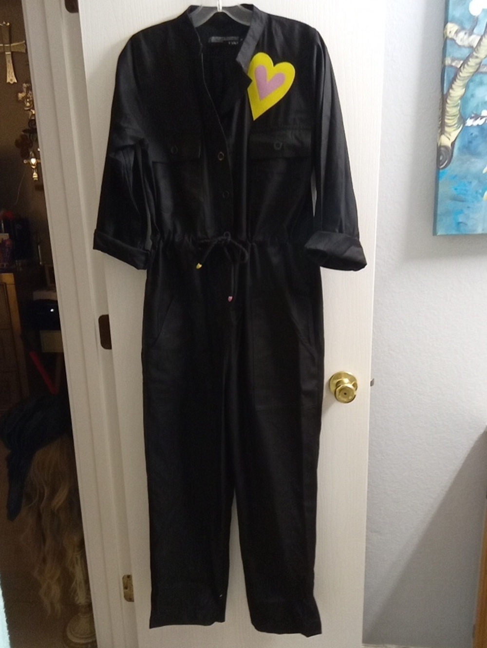 Black Women's Utility Jumpsuit with Drawstring Waist